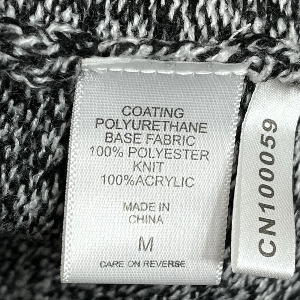 New York Company Women Sweater Cardigan‎ Black White Faux Leather Trim Medium